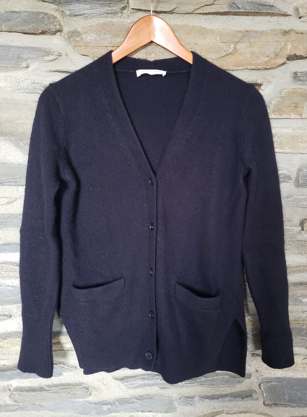 Everlane 100% Cashmere Cardigan Sweater XS Navy Blue